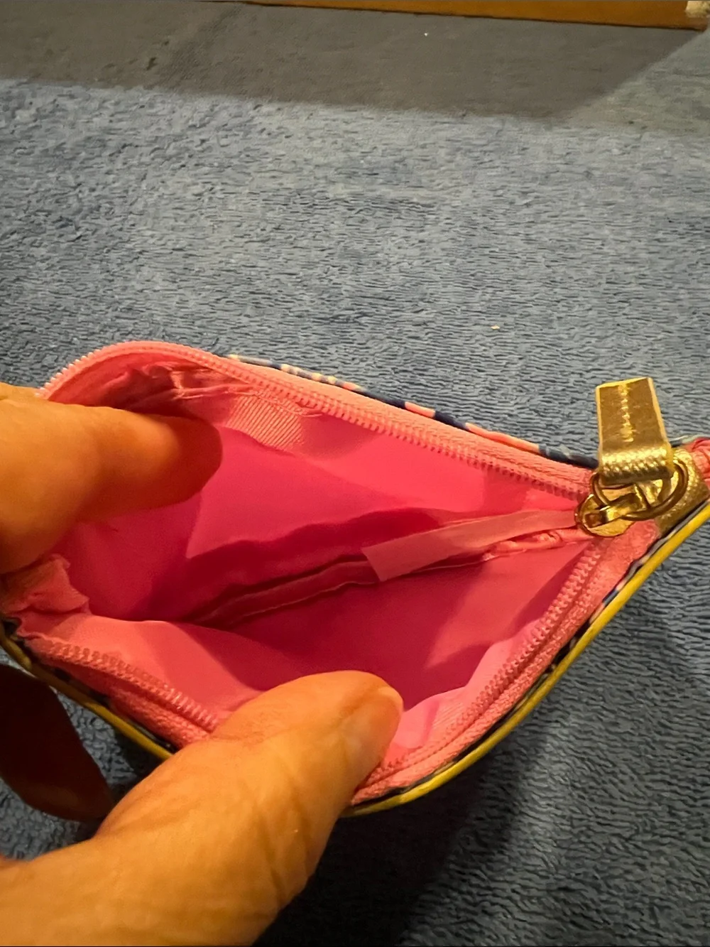 NWOT Lilly Pulitzer Blue, Pink & Gold Floral Cosmetic Pouch